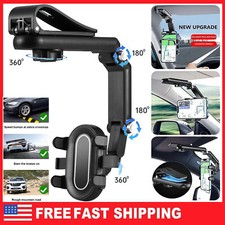 1080  Rotation Car Phone Holder Multifunction Car Sun Visor Smart Phone Stand US