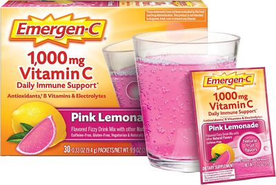 Emergen-C 1000mg Vitamin C Powder, With Antioxidants, B Vitamins Pink L 30 Count