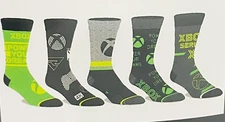 5 Pair XBOX Casual Crew Socks XBOX Official Gear Adult Shoe Size 8-12 New Mens