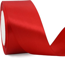 2 Inch X 25 Yards Wide Red Satin Ribbon Solid Fabric Ribbons Roll for Valentine'