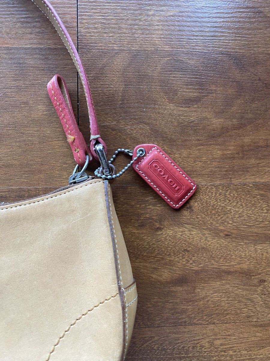 Y2K Coach Mini Bag Hampton Beige Tan red Buckle Excellent