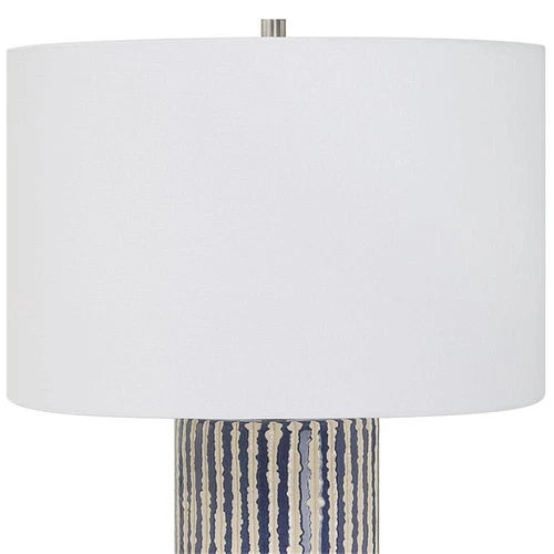 Uttermost Havana Contemporary Fabric and Ceramic Table Lamp in Blue - Picture 4 of 8