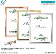 1 Pezzo Cornice Portafoto da Parete in ABS e Legno Cromata 30 x 40 cm 3 Colori
