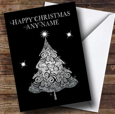Personalisierte Weihnachtskarte hübscher silberner Twinkly Tree