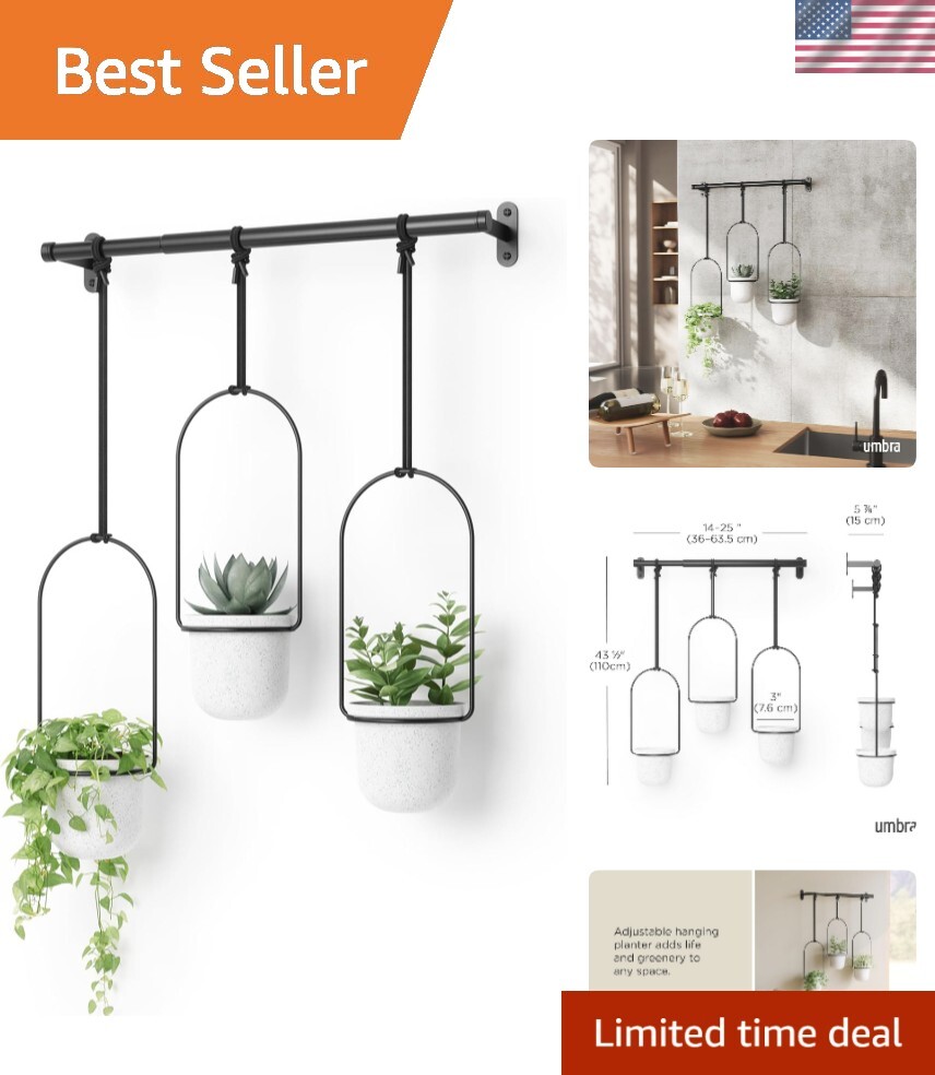 Triflora Indoor Herb Garden Hanging Planter Set of 3 in White or Black