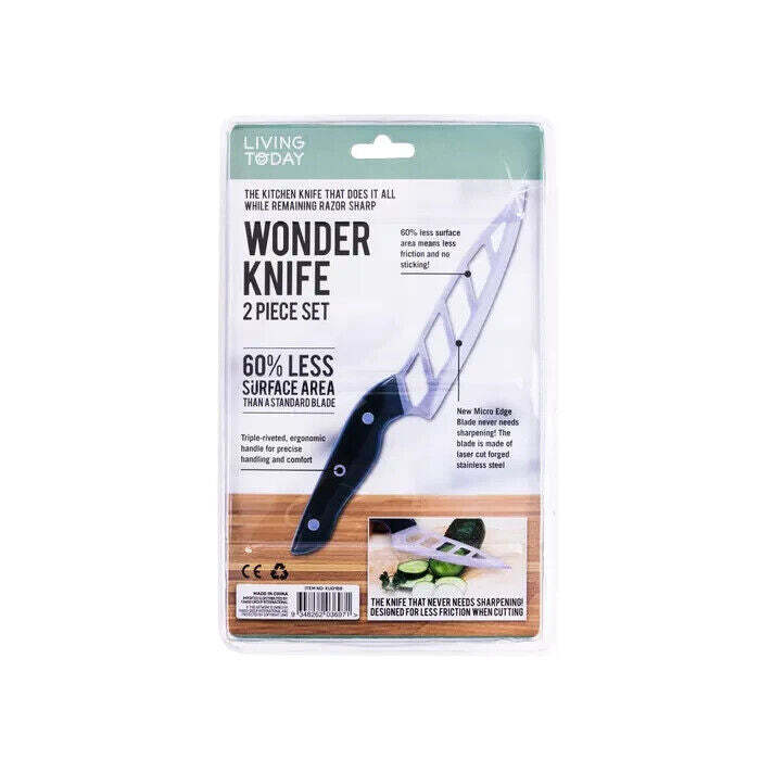 2 Piece Set Wonder Knife Kitchen Blade Smooth Always Sharp Chef Knives