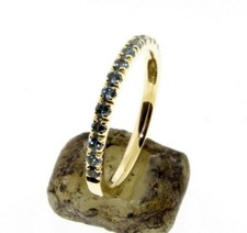 Half Eternity Blue Topaz Wedding band or stacking rings, comfort fit, 14 K. Gold