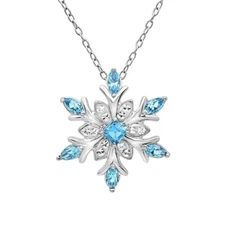 Sterling Silver 925 Plated Snowflake Pendant Necklace Gift
