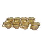 8 Indiana Harvest Grape Punch Bowl Cups Iridescent Gold Amber Marigold Carnival