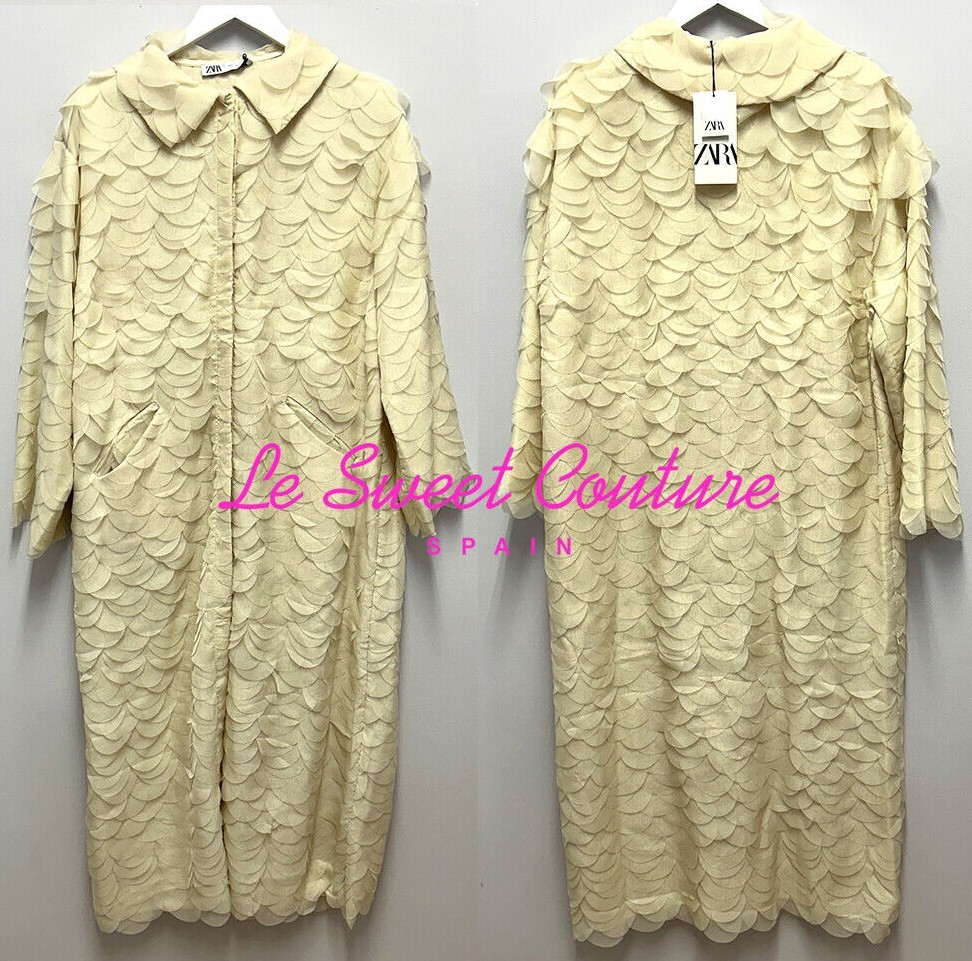 ZARA WOMAN NWT SS24 PETAL COAT WITH PETER PAN COLLAR ECRU 3920/068 