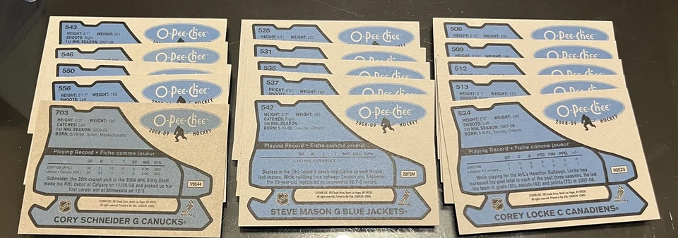 Lot (15) 08-09 O-PEE-CHEE 79-80 Retro Rookie RC Mason Schneider Goligoski Turris - Image 2 of 2