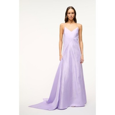 Staud Leonardo Maxi Dress LILAC, Spaghetti Strap Open Back Formal Gown, Size 8
