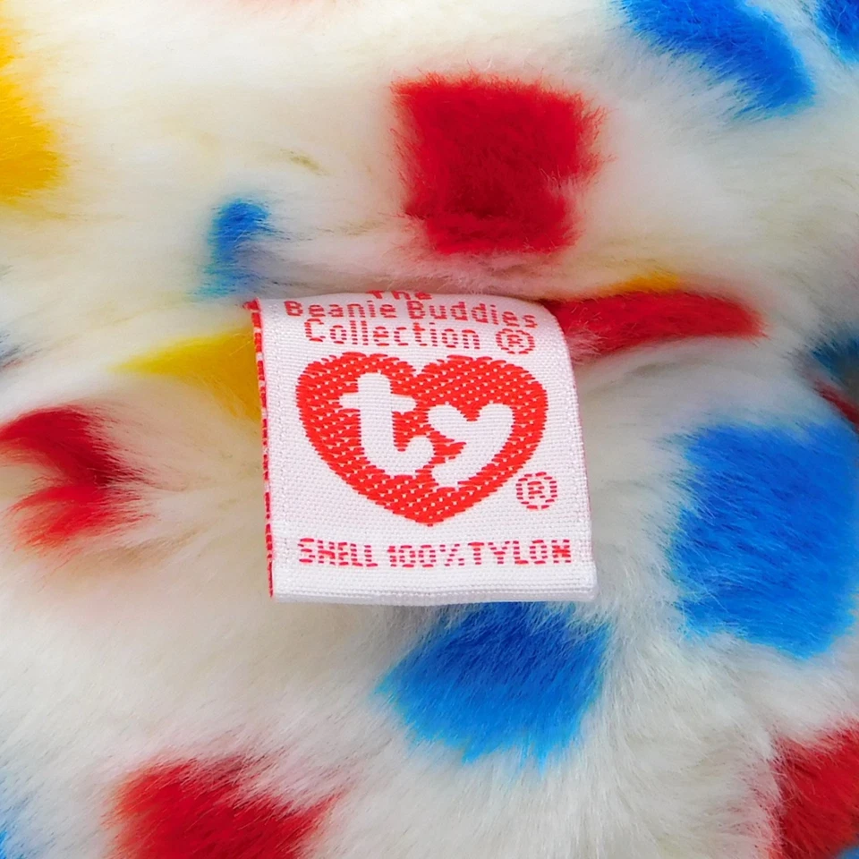 The BEANIE BUDDIES COLLECTION 14'' Plush Bear TY2K  Red Blue Yellow Dots 1999 - Image 4 of 4