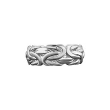 Byzantine chain band ring in Polished Silver, Wide chain link
