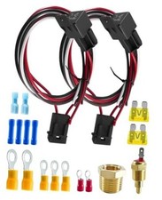 Dual Electric Fan Relay Kit 12V 40A with Thermostat Switch 185 F ON 175 F Off,