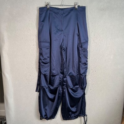Bershka Womens Size XL Blue Cargo Pants W/ Drawstring Hem & Pockets