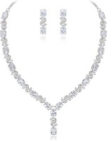 Halskette Y-Form Mit Ohrringen Set Cubic Zirconia Unendlichkeit Elegant Damen