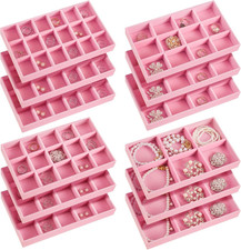 Bandeja para Joyas de Terciopelo de 12 Unidades Color Rosa para Aretes y Joyas