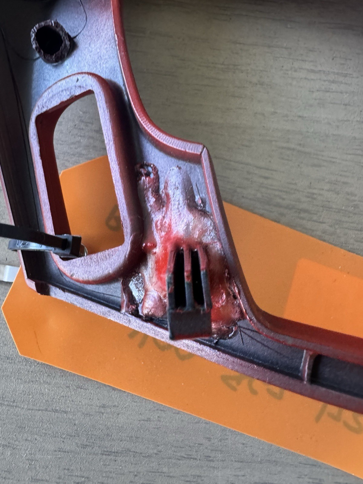 LAMBORGHINI GALLARDO 5.0L OEM RIGHT UPPER INSIDE DOOR HANDLE RED DAMAGED