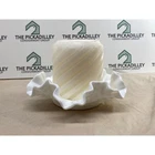 Fenton Milk Glass Candle Holder Ruffled Edge Hobnail Base Vintage Decor