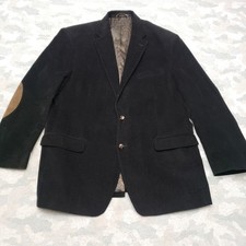 Lauren Ralph Lauren Blazer Mens 44R Black Elbow Patches Corduroy