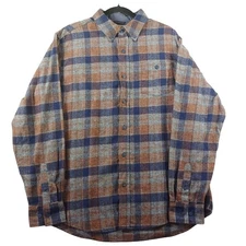 Weatherproof Vintage Plaid Flannel Men's Large Brown Plaid Button Up Lumberjack