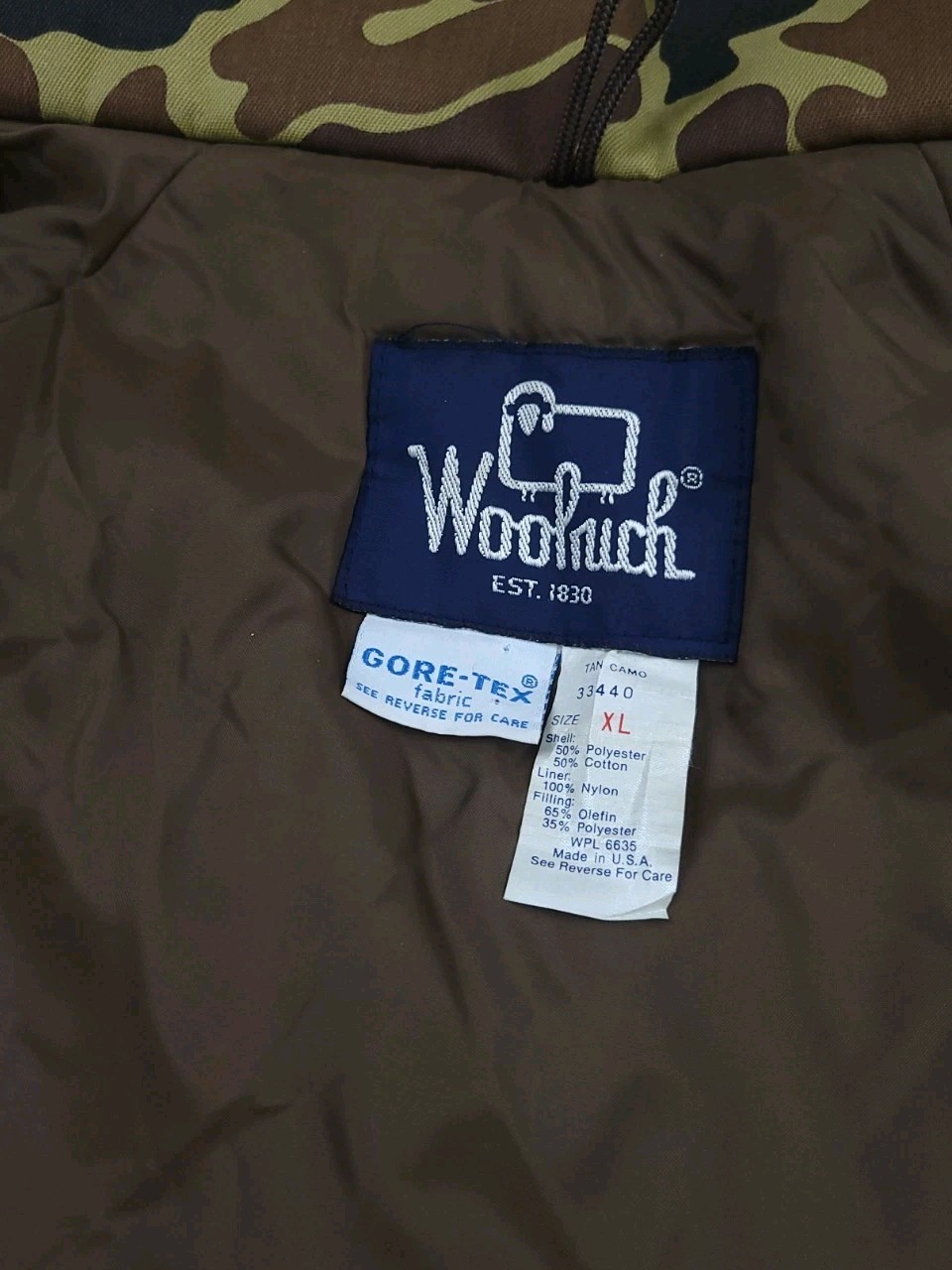 Vintage 80s Woolrich Duck Camouflage Gore Tex Lined Hooded Jacket Rare USA Made image 4