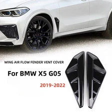 2PCS For 2019-2022 BMW X5 X5M G05 Black Side Wing Air Flow Fender Vent Cover 