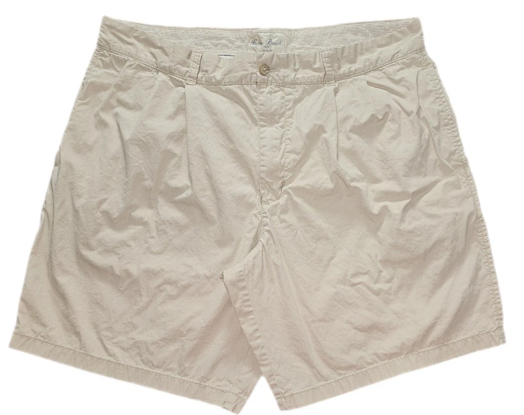Palm Beach Classic Fit Khaki Chino Shorts Pleated Men's Size 40