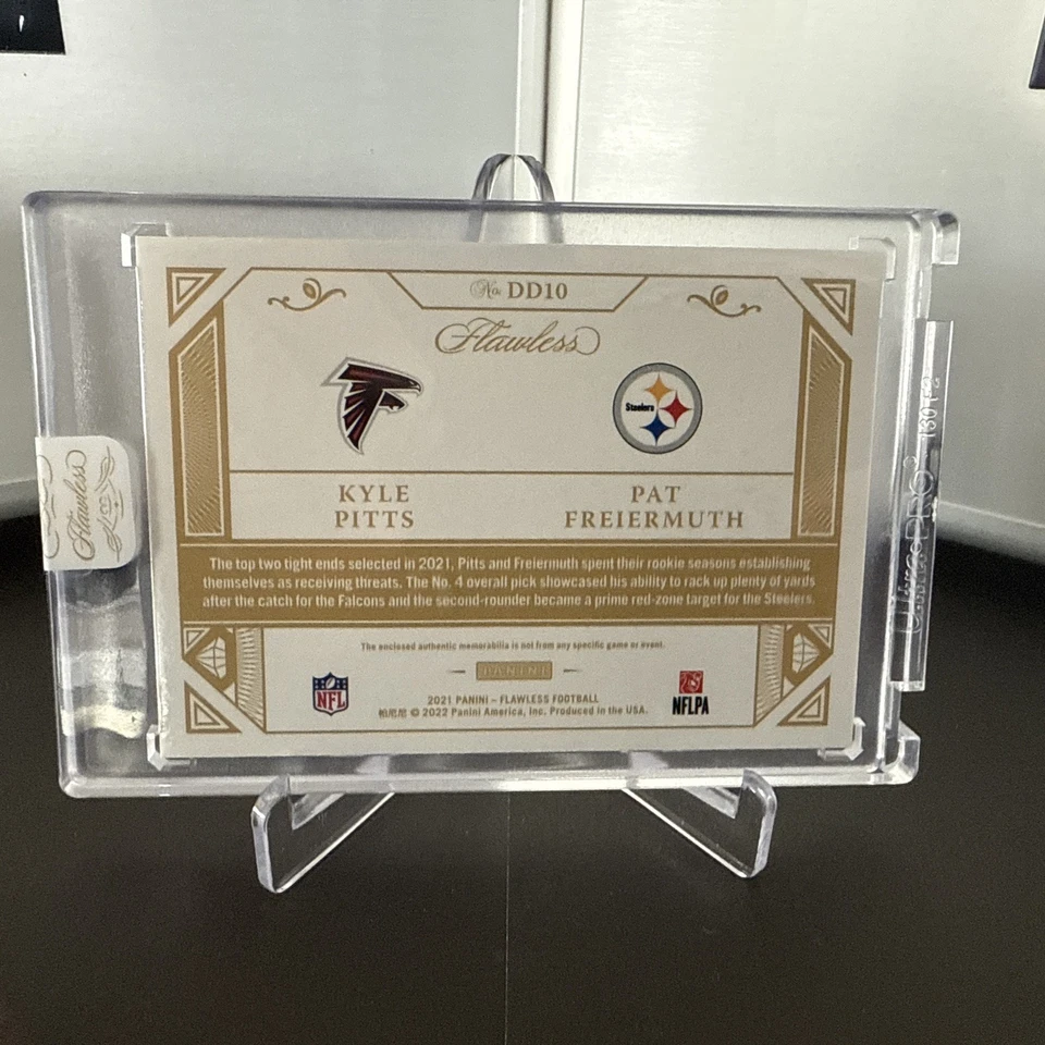 2021 PANINI FLAWLESS DUAL DIAMOND MEMORABILIA KYLE PITTS/PAT FREIERMUTH TAGS 1/3 - Image 4 of 4