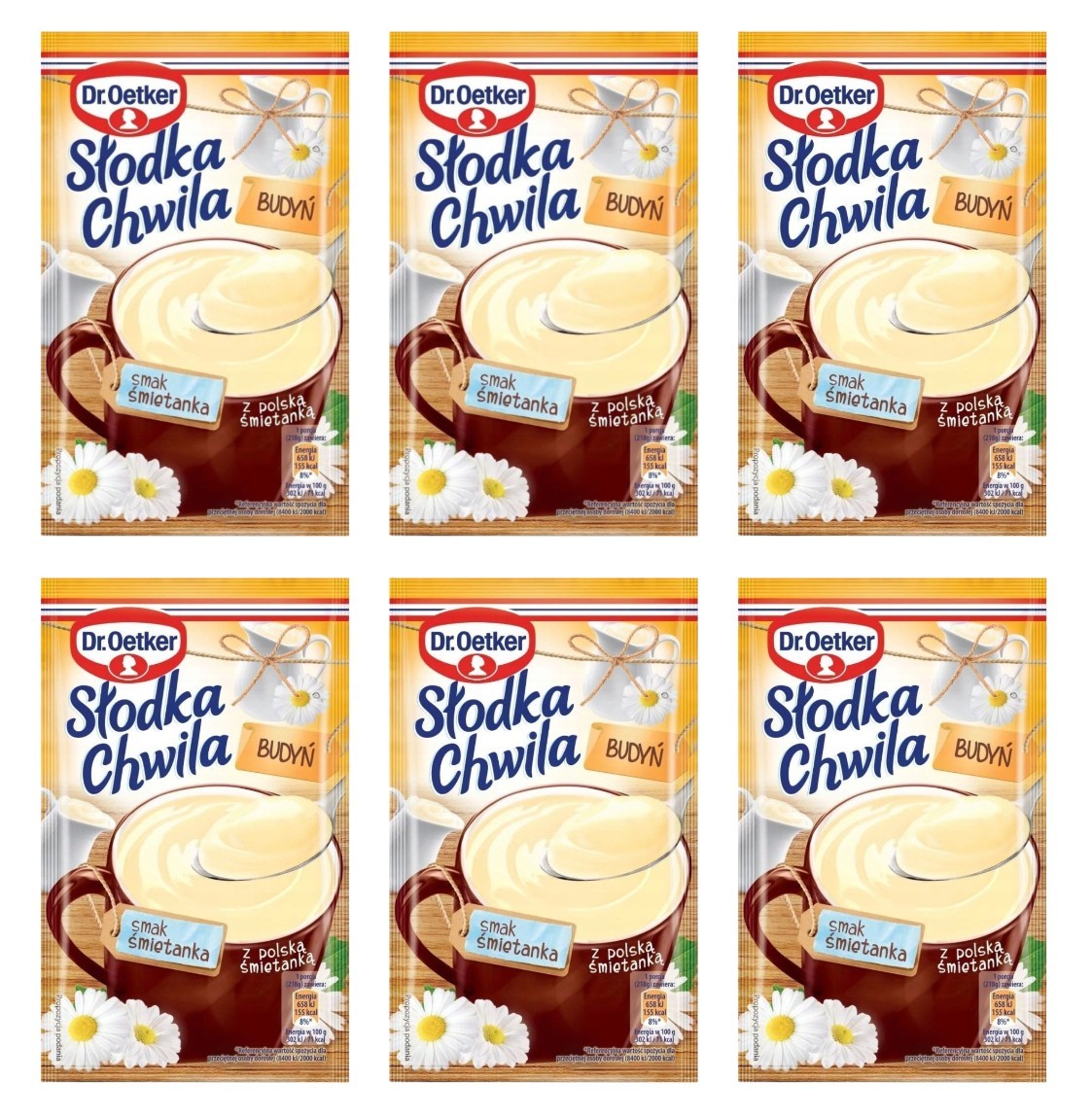 Dr. Oetker Tassenpudding Sahne 6x 43g - Instant Pudding Seelenwärmer Pulver