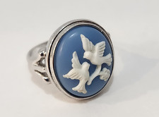 Vintage Avon Ring Blue Birds Cameo Silhouette...
