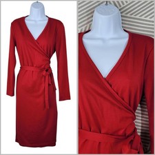 Lennie Wrap Dress Size Medium stretch Belted Red Stretch Career Professional