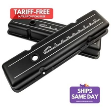 Billet Specialties BLK95123, 2 Pack Black Aluminum Valve Cover Sbc Short Chevrol
