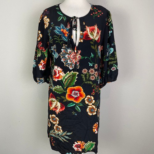 Johnny Was Black Floral Silk Shift Dress Tunic *Small/ Medium | eBay