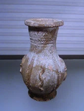 Ancient Terracotta Jar Pottery Vessel Geometric Design