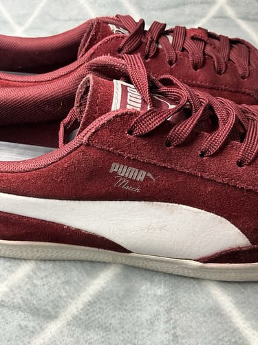 Puma Match Burgundy Lace Up Trainers Men’s Size 7 Suede Shoes - Picture 4 of 11