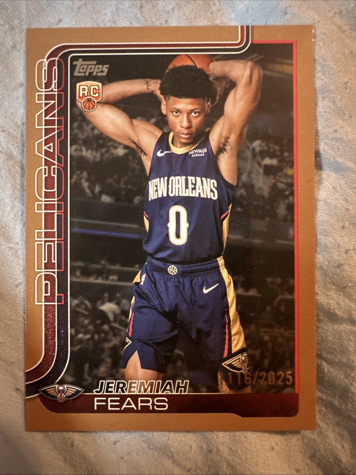 2025 Topps Jeremiah Fears #207 RC Gold Border /2025 Pelicans
