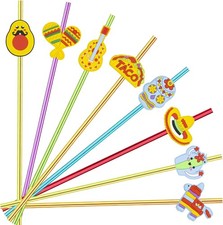24pcs Cinco De Mayo Fiesta Theme Beverage Cocktail Straws for Mexico Fiesta Taco