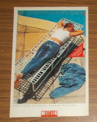 Seltene Werbung + Postkarte MUSTANG Jeans - Streching Relaxing 1988