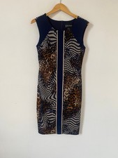 Frank Lyman Dress Size 10 Navy Blue Bodycon Animal Print Cruise Occasion Party