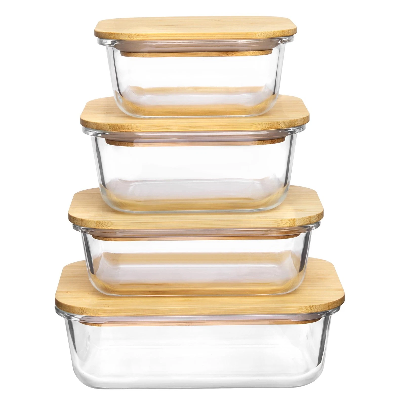 Glass Food Storage Containers with Bamboo Lids, 4 Pack Meal Prep Glass Contai...