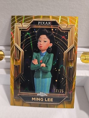 2025 Topps Chrome Pixar Gold Ming Lee Gold Wave /25 Turning Red