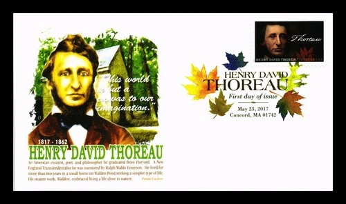 US COVER HENRY DAVID THOREAU LITERARY ARTS FDC PANDA CACHET PICTORIAL CANCEL
