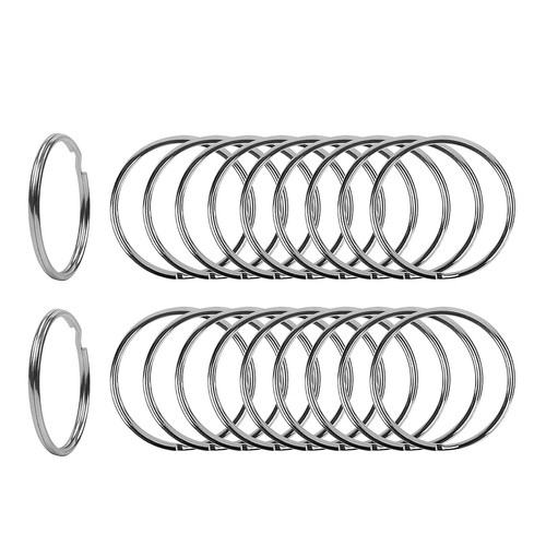 2 Inch Flat Key Rings - Large Split Key Rings - Silver Steel Round Edged Circ...