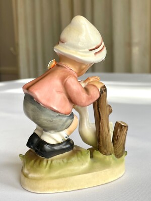 Mid Century 1950's Porcelain Boy & Duck Japan, Nippon Yoko Boeki