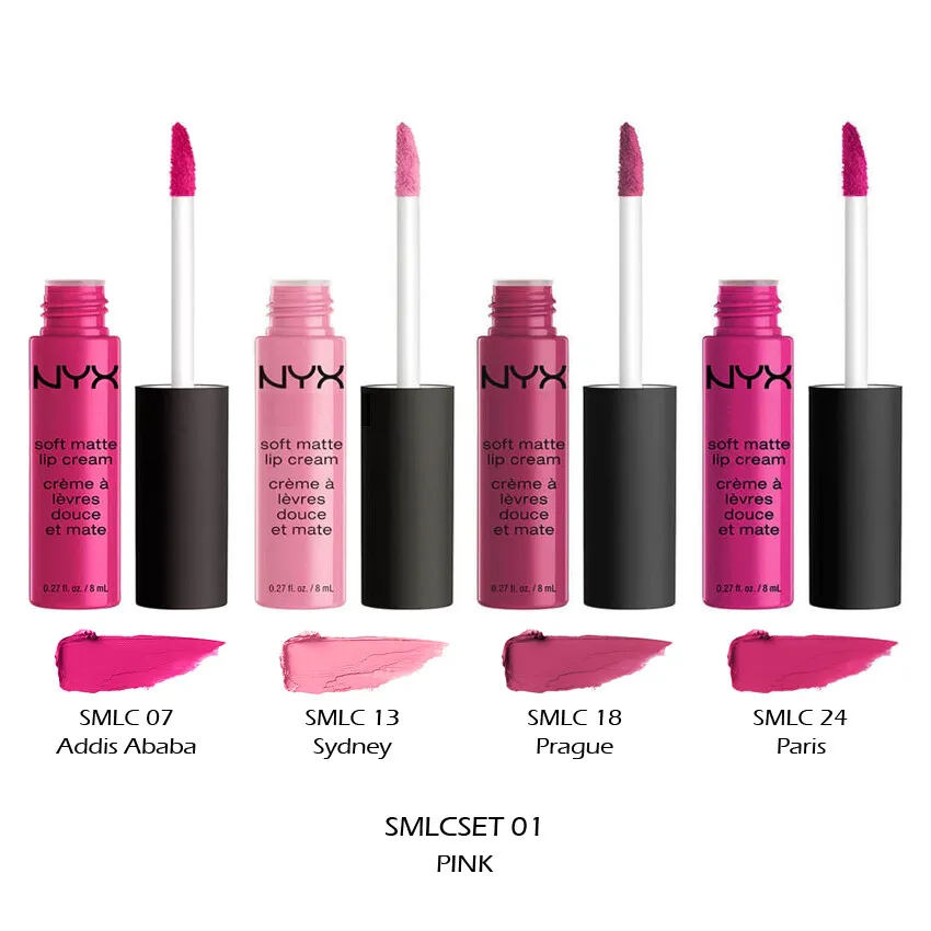 bijtend Regeringsverordening Doe mee 1 NYX Soft Matte Lip Cream Lipstick - 4 Piece Set Full size &#034;SMLCSET01  - Pink&#034; | eBay