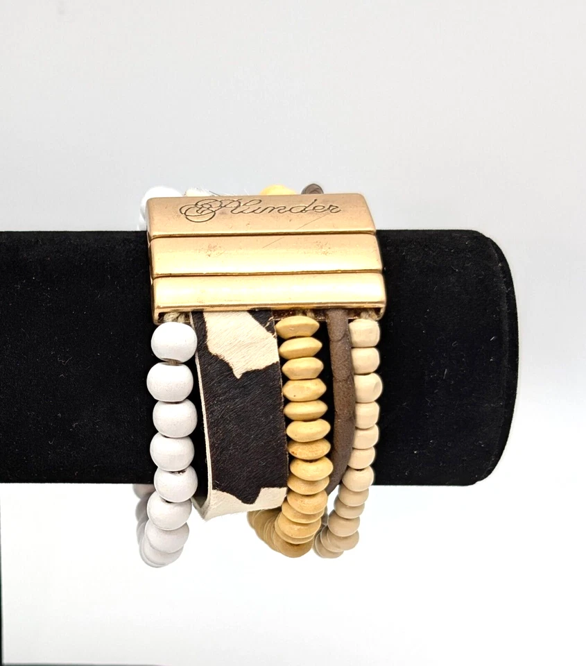 Грабеж мульти прядь бисером браслет деревянная бусина искусственной коровы скрыть магнитная застежка читать - Изображение 2 из 4