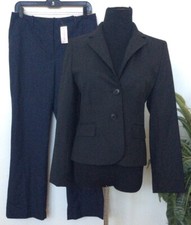 NWT Ann Taylor LOFT Women s Black Blue 2 Piece Pant Suit Size 8P, Retail 218.99