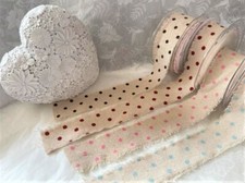 Fiocchi Bertie's VELLUTO A POIS lino sfilacciato - rosa rosso blu marrone - nastro 38 mm